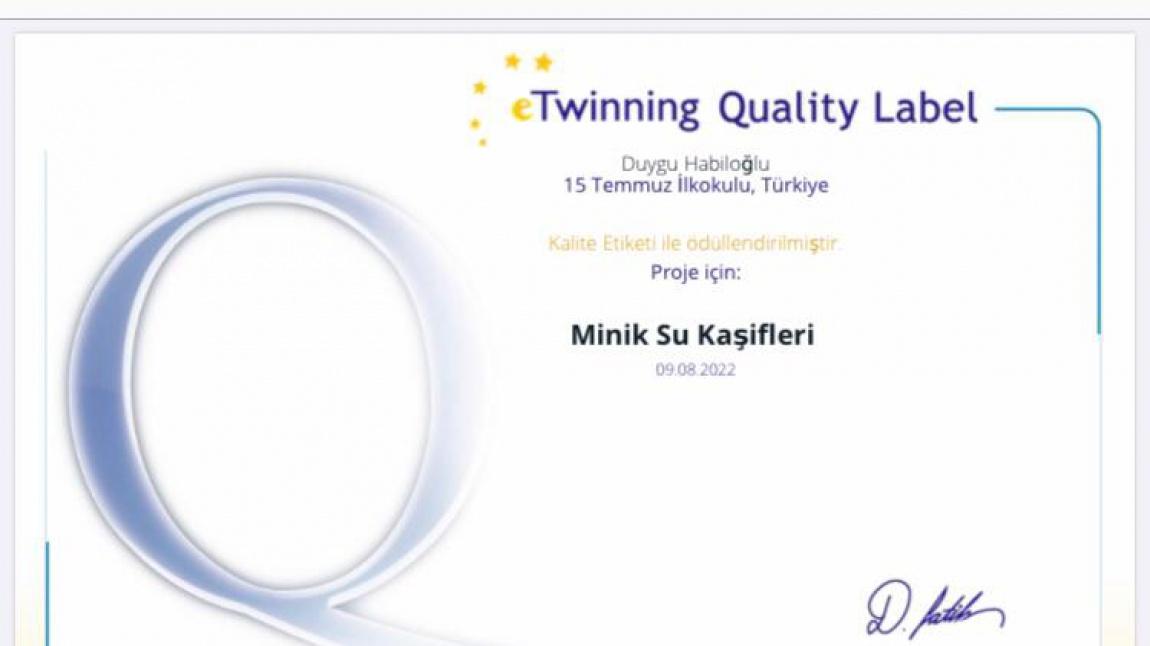 Öğretmenimiz Duygu Habiloğlu'nun yürüttüğü eTwinning Projesi  Uds Tarafından Kalite Etiketiyle Ödüllendirildi